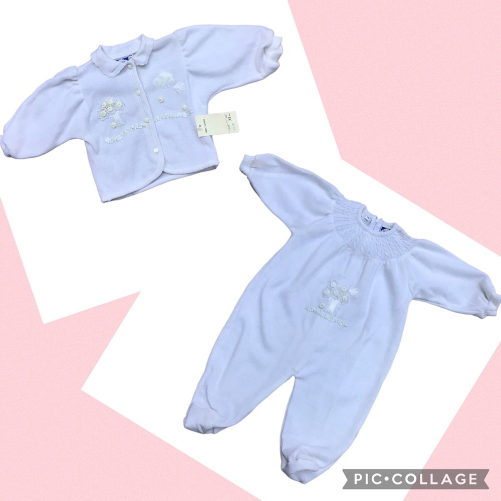 NWT Vintage Carriage Boutiques Footed Baby Outfit w/ Matching Sweater, Size 12M